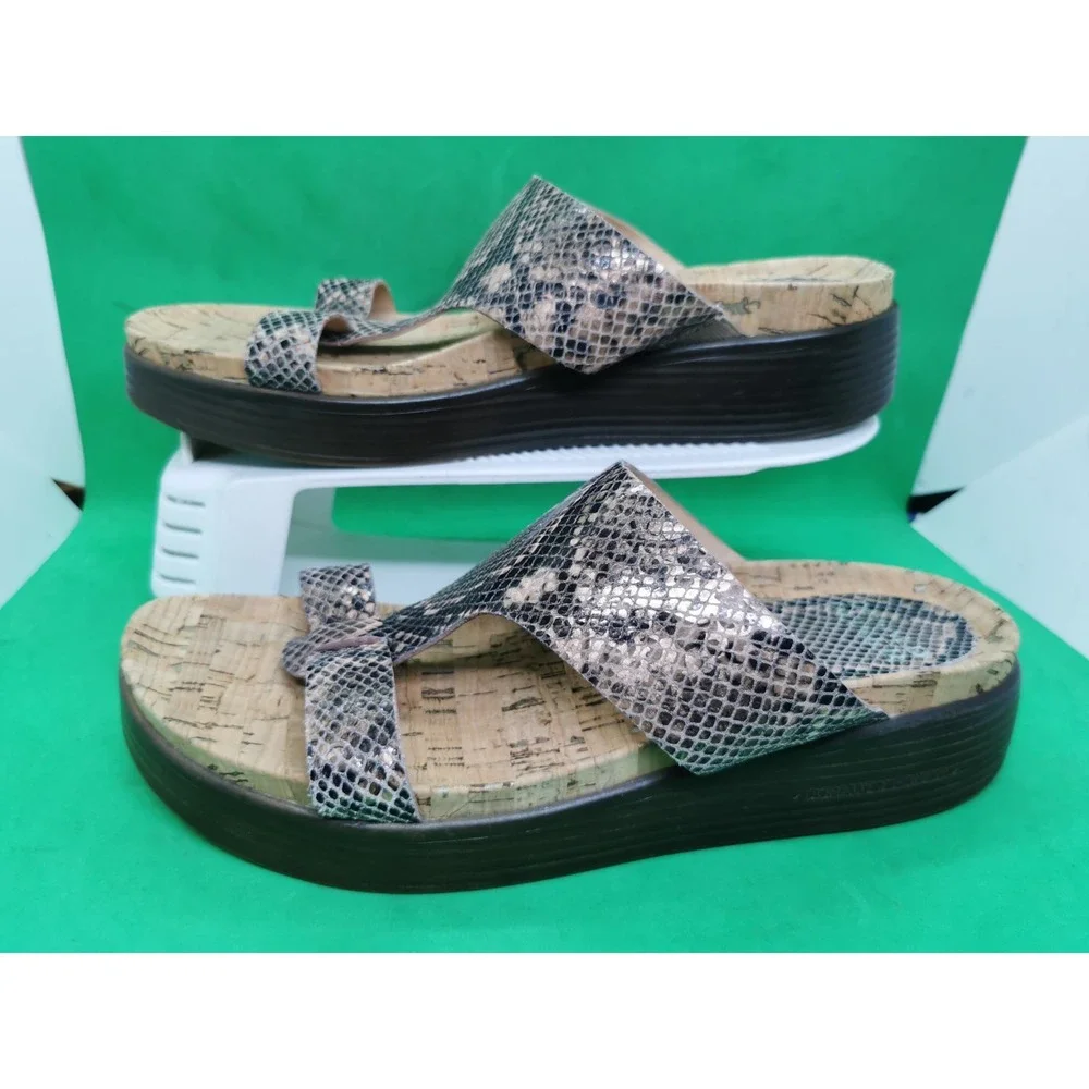 DONALD J PLINER Met Bronze Python FAINA Platform Cork Sandal Size 8.5 M